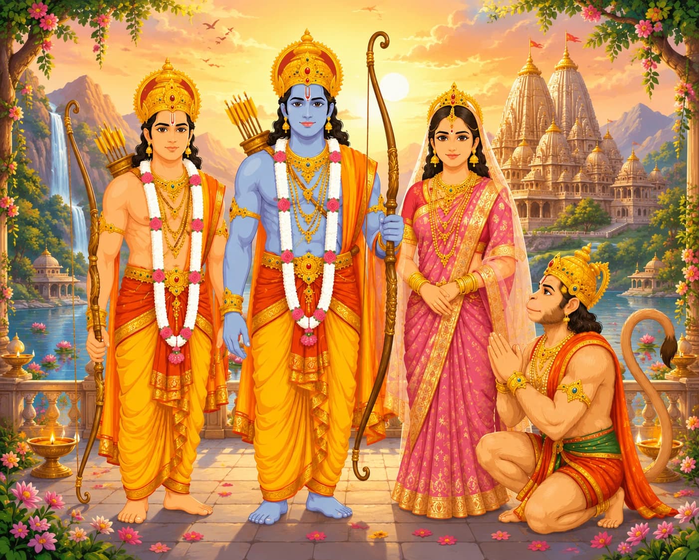 The Ram Darbar — Shri Ram with Sita, Lakshman, and Hanuman